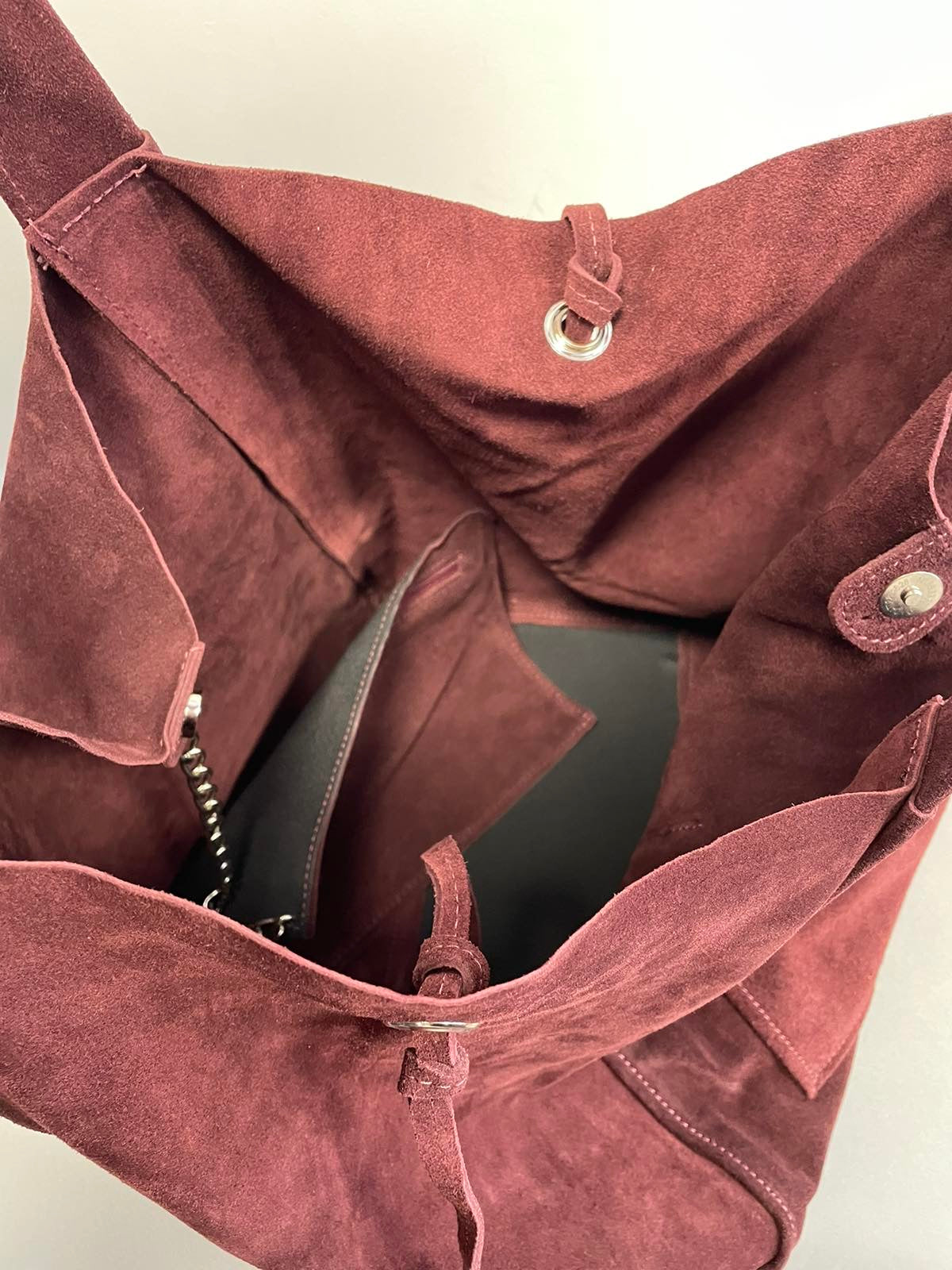 Natūralaus zomšo moteriška rankinė