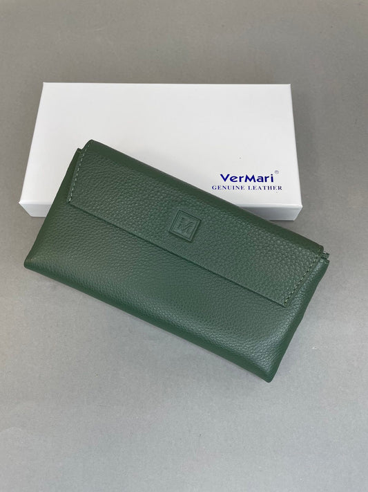 Žalia VerMari odinė moteriška piniginė