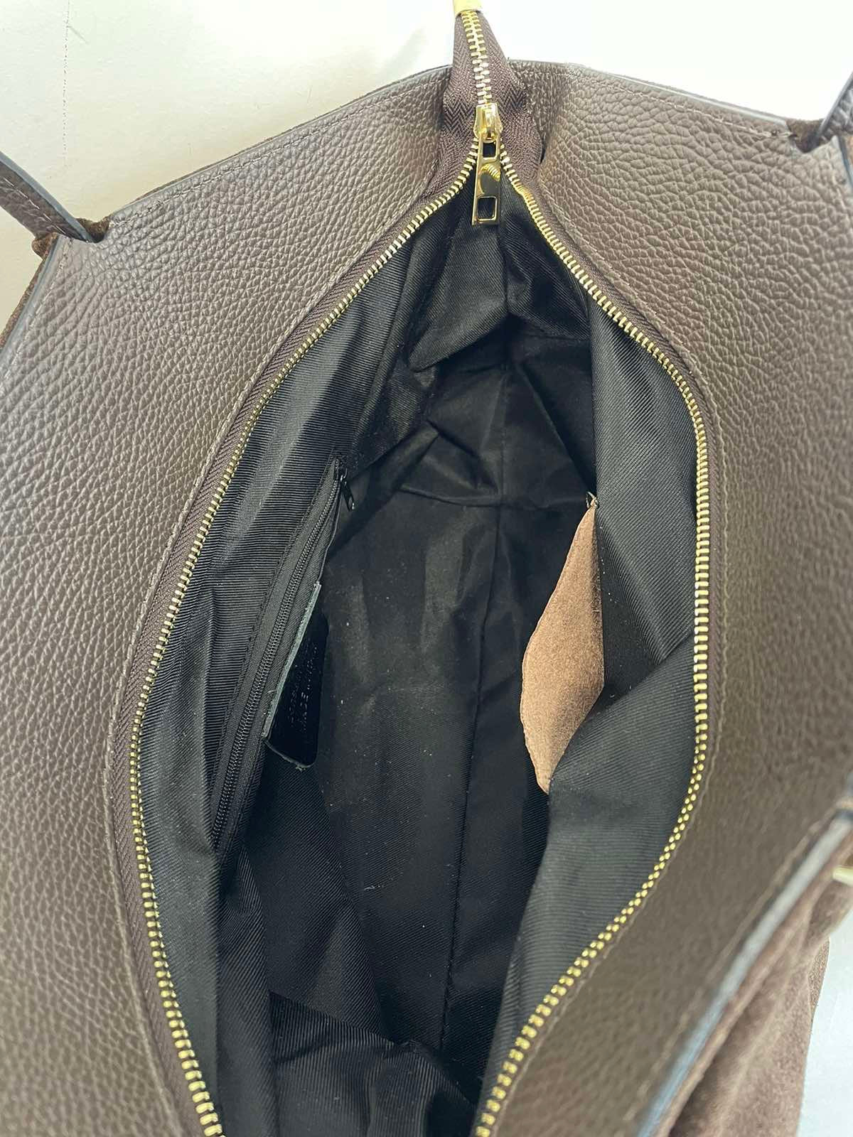 Ruda natūralios odos moteriška rankinė