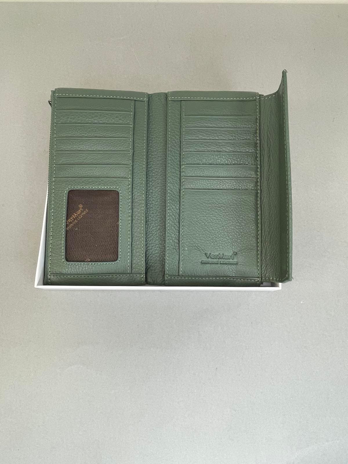 Žalia VerMari odinė moteriška piniginė