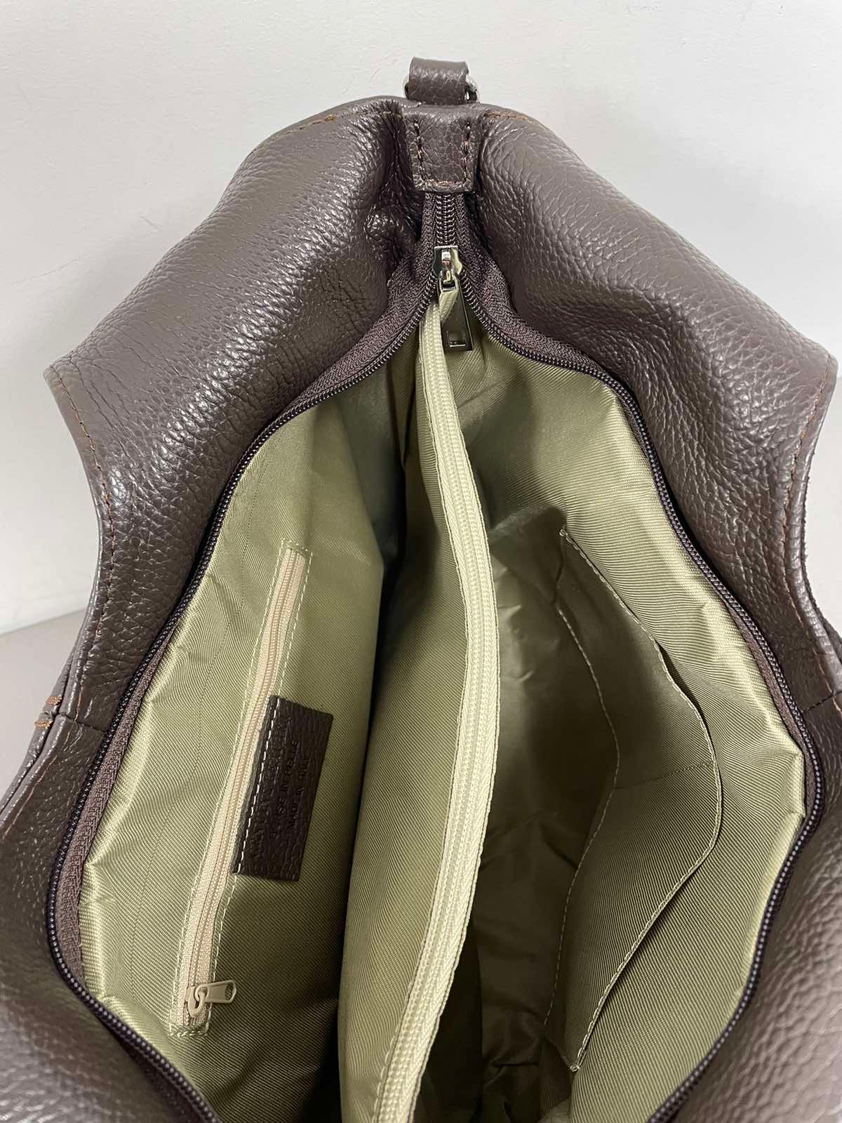 Ruda natūralios odos moteriška rankinė