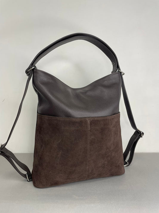 Natūralios odos moteriška rankinė-kuprinė