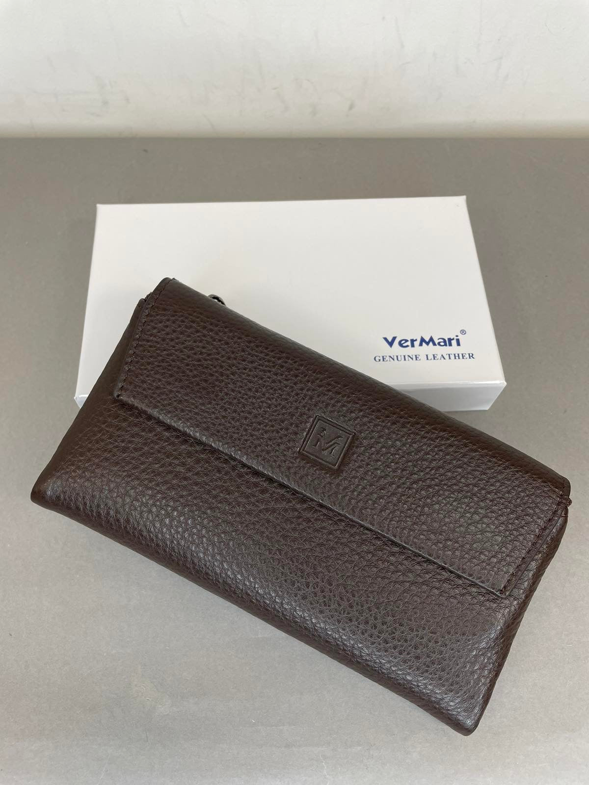 Šokoladinė VerMari natūralios odos piniginė