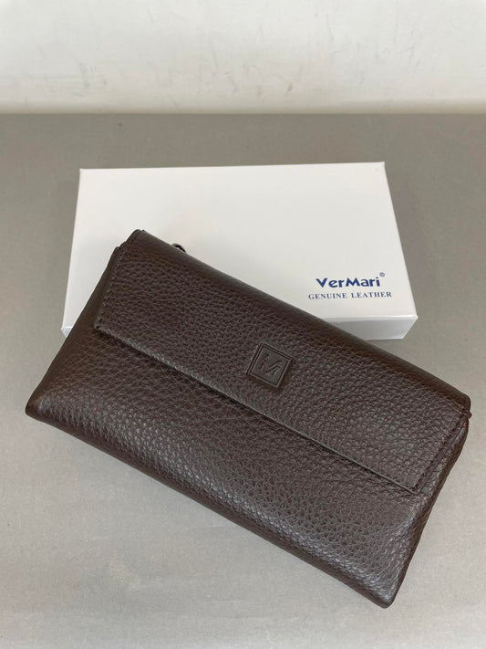 Šokoladinė VerMari natūralios odos piniginė