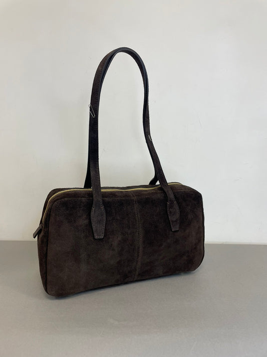 Ruda natūralaus zomšo rankinė