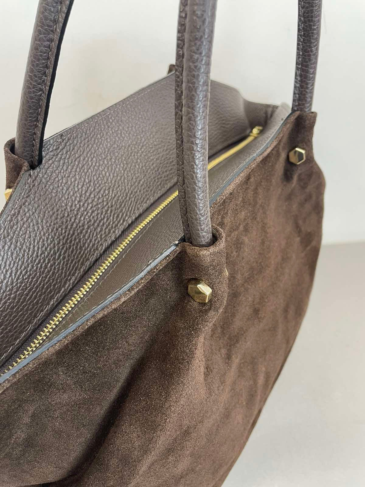 Ruda natūralios odos moteriška rankinė