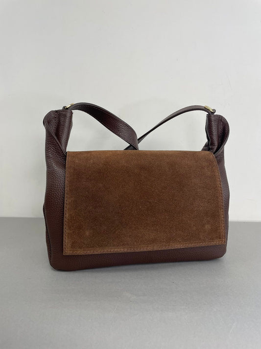 Ruda natūralios odos moteriška rankinė