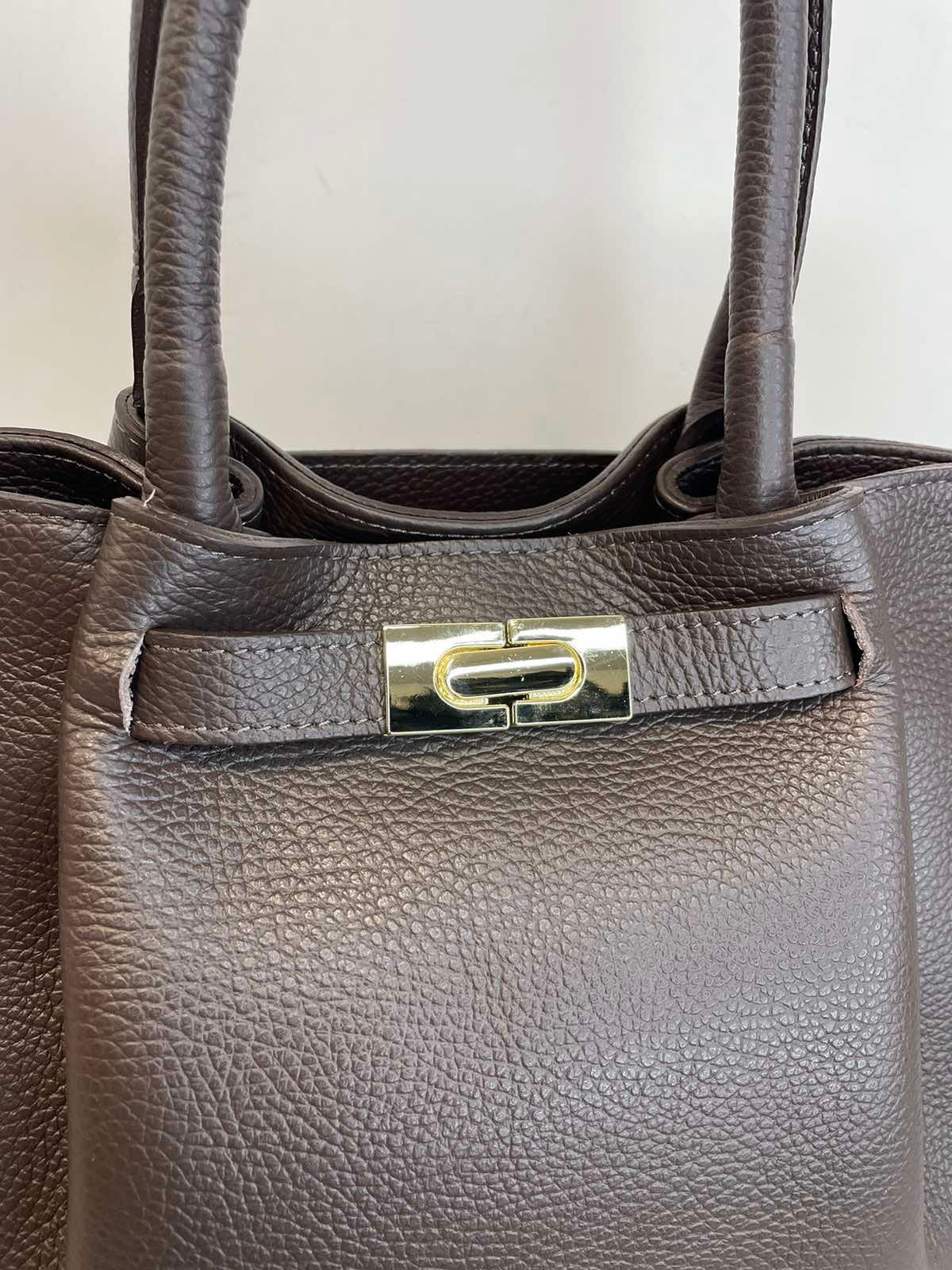 Ruda natūralios odos moteriška rankinė