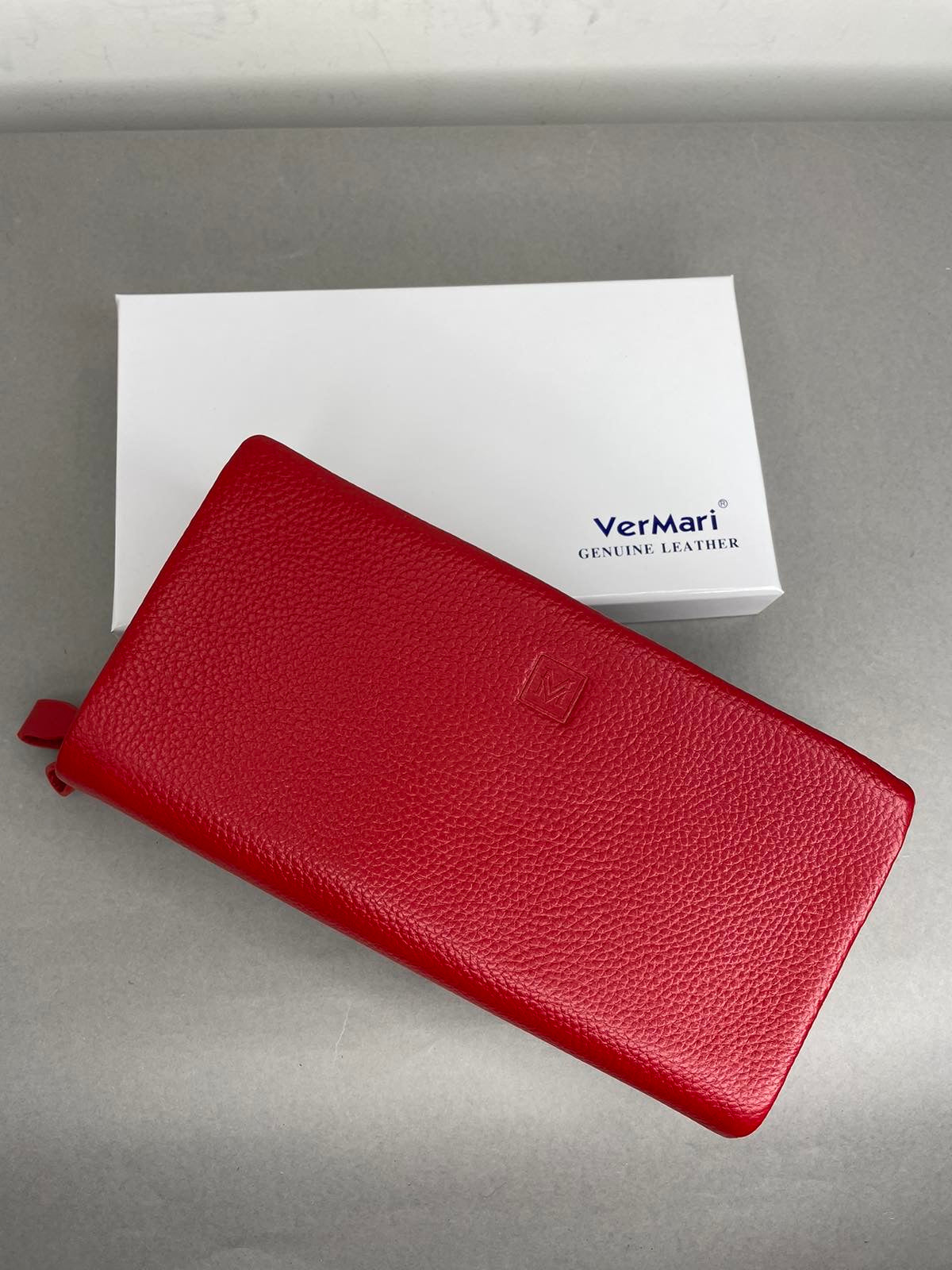 Raudona VerMari natūralios odos piniginė