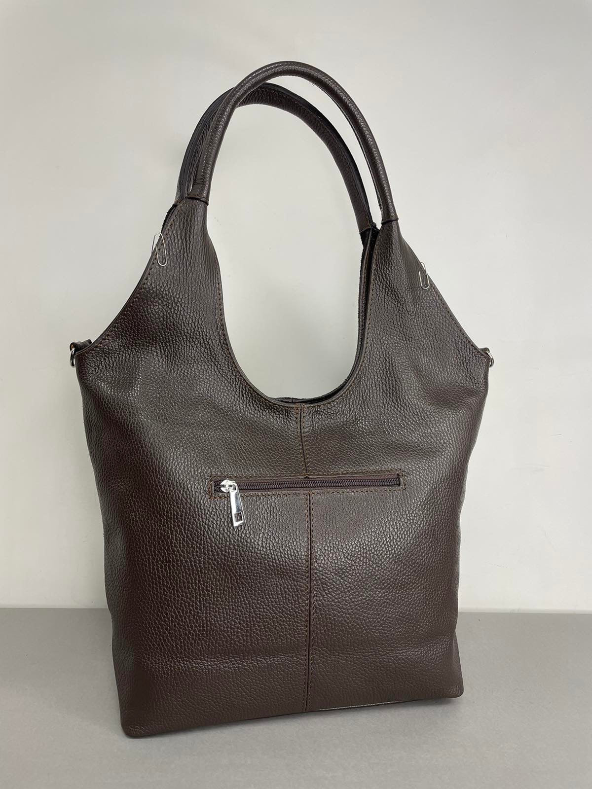 Ruda natūralios odos moteriška rankinė