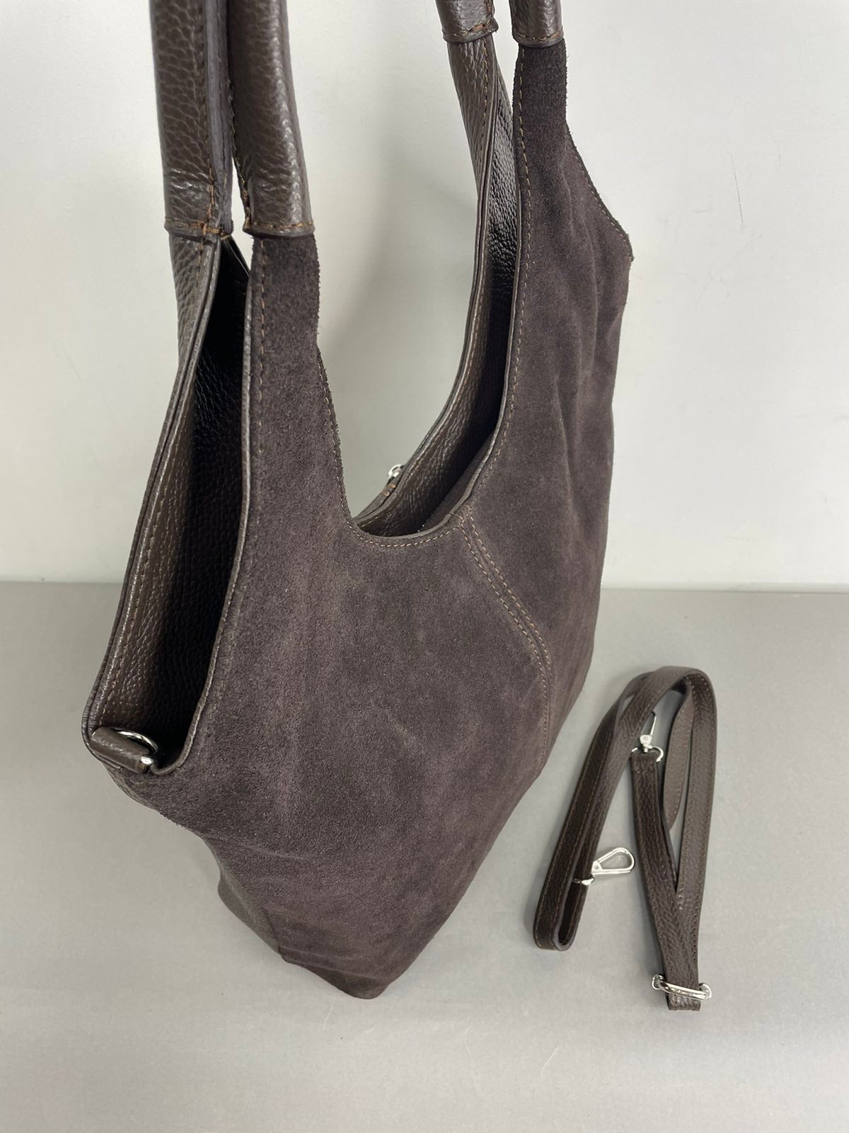 Ruda natūralios odos moteriška rankinė