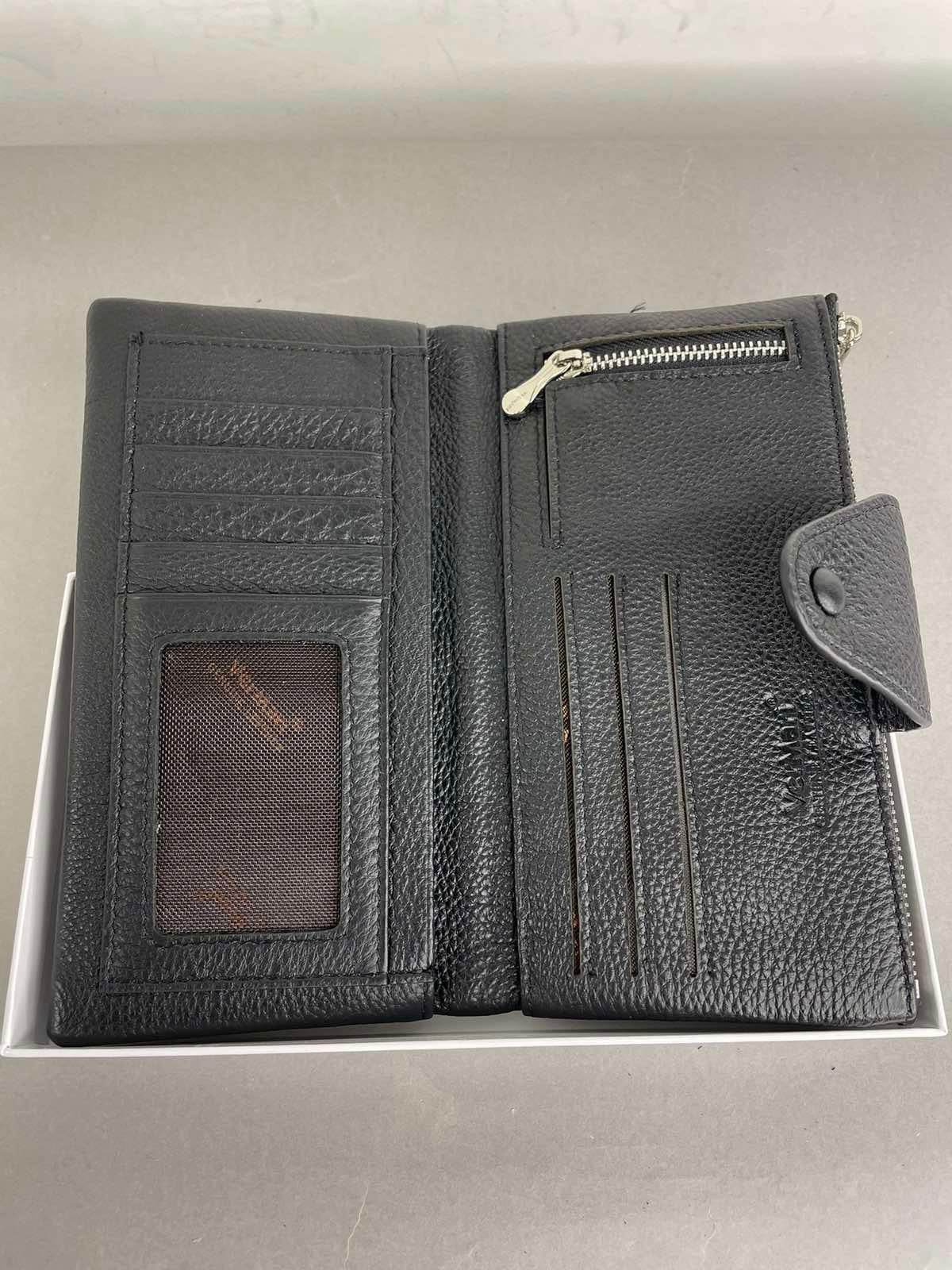 Juoda VerMari natūralios odos moteriška piniginė