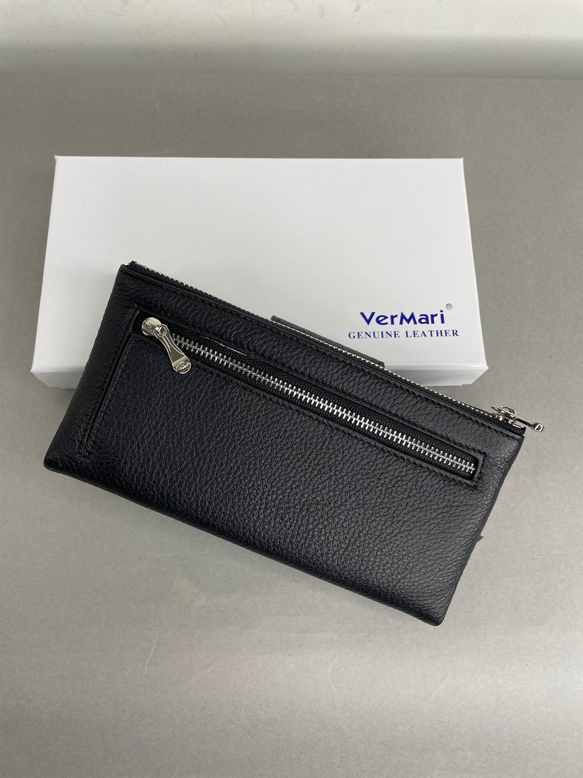 Juoda VerMari natūralios odos moteriška piniginė