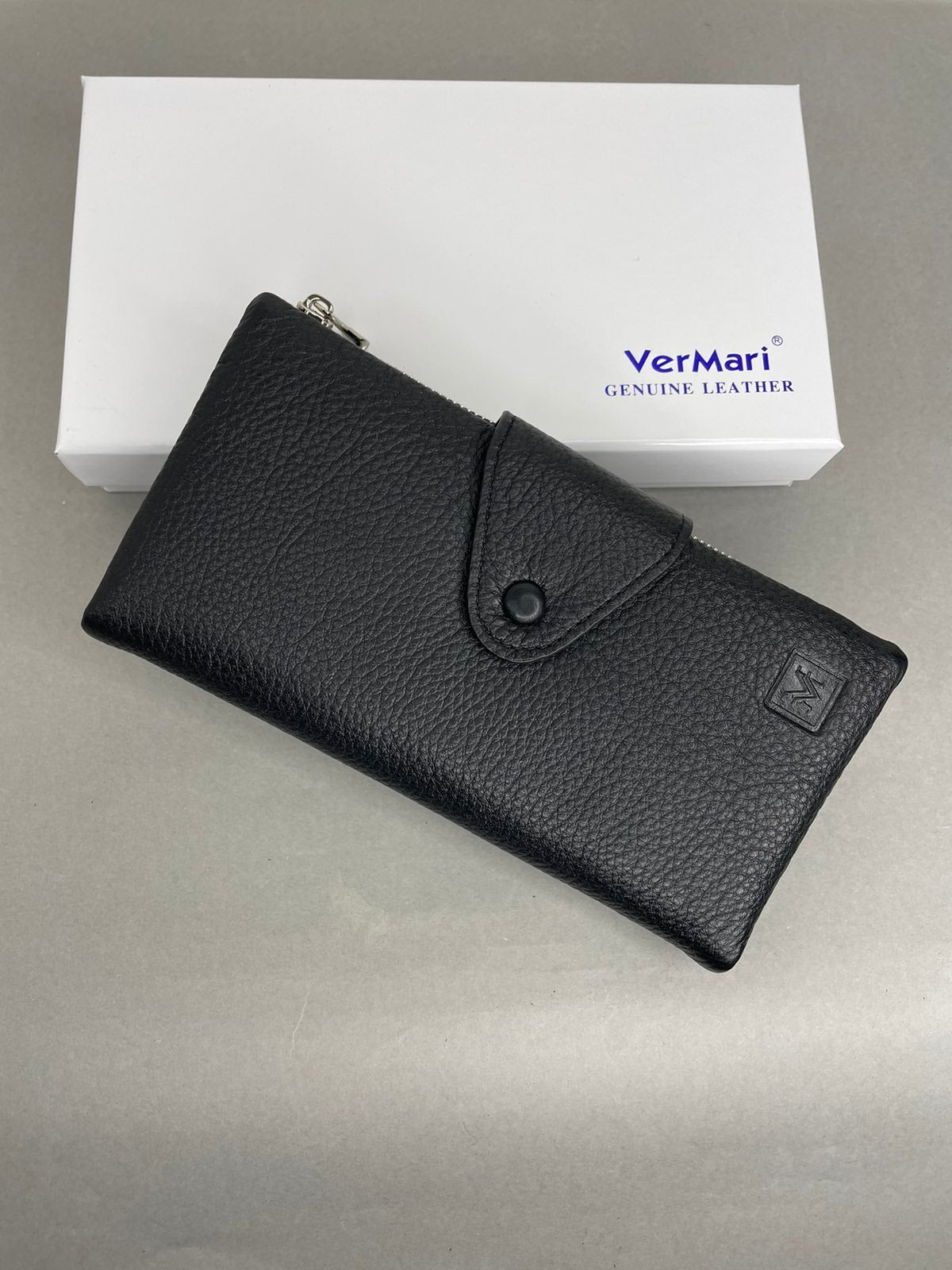 Juoda VerMari natūralios odos moteriška piniginė