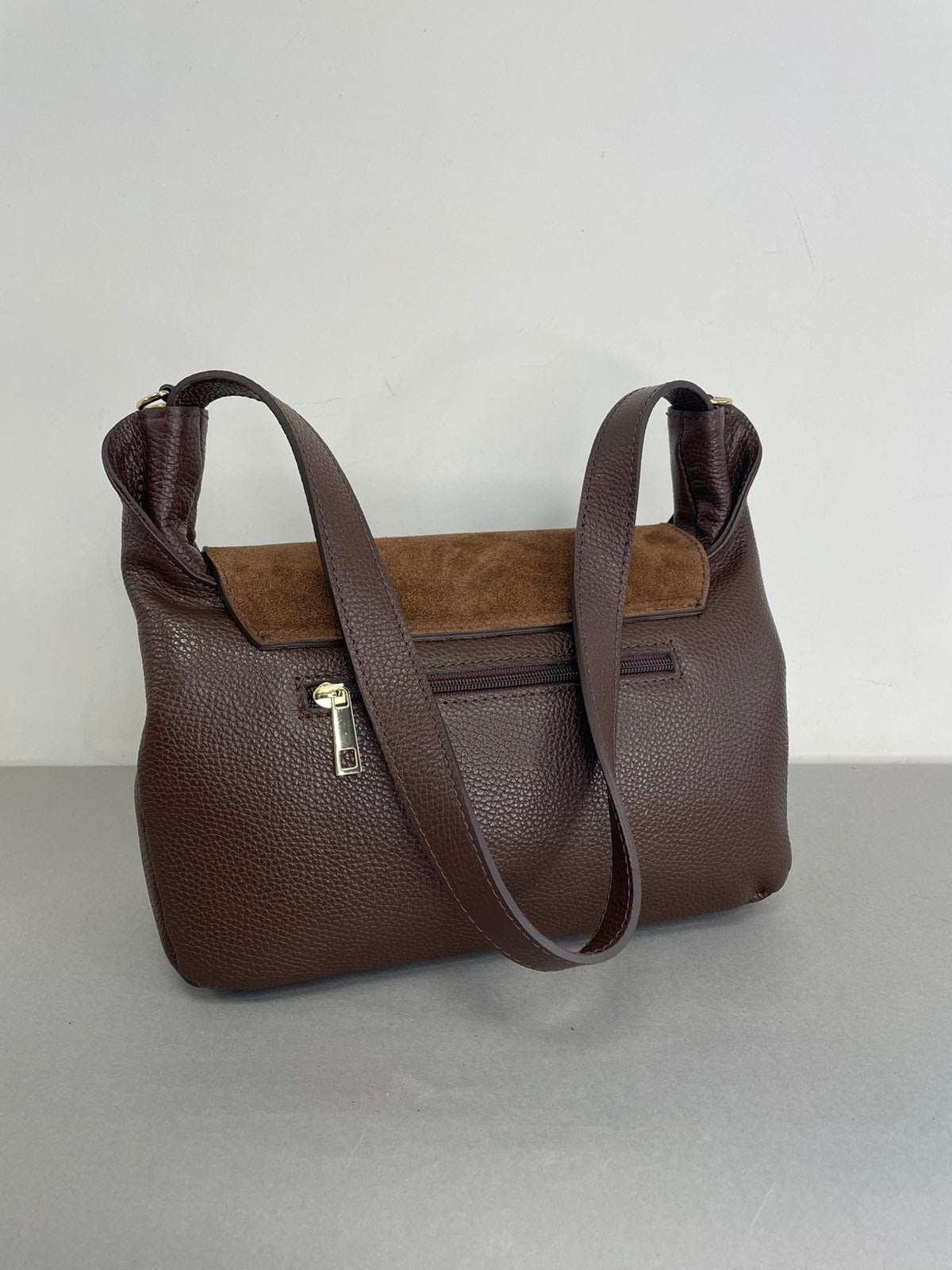 Ruda natūralios odos moteriška rankinė