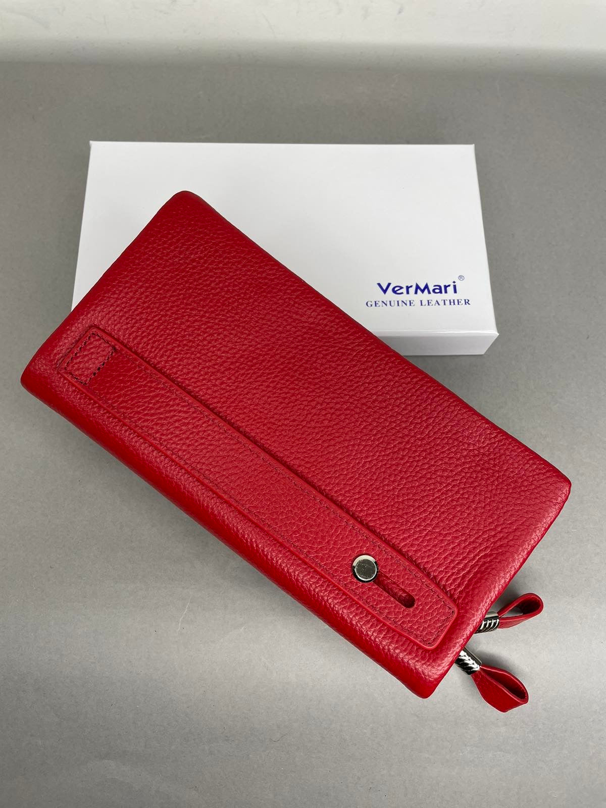 Raudona VerMari natūralios odos piniginė