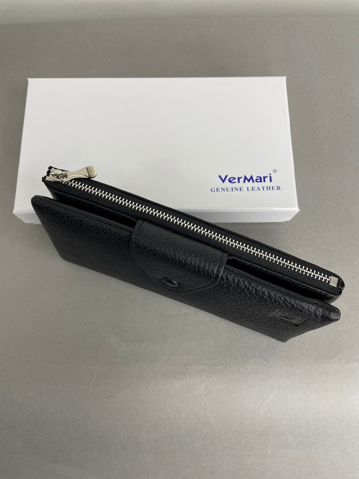 Juoda VerMari natūralios odos moteriška piniginė