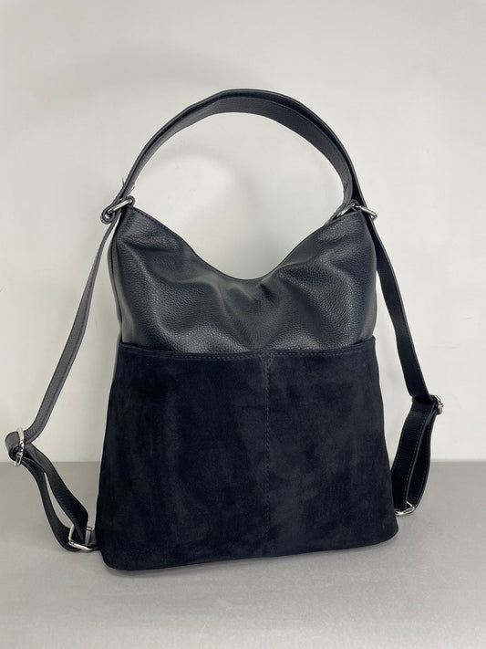 Natūralios odos moteriška rankinė-kuprinė