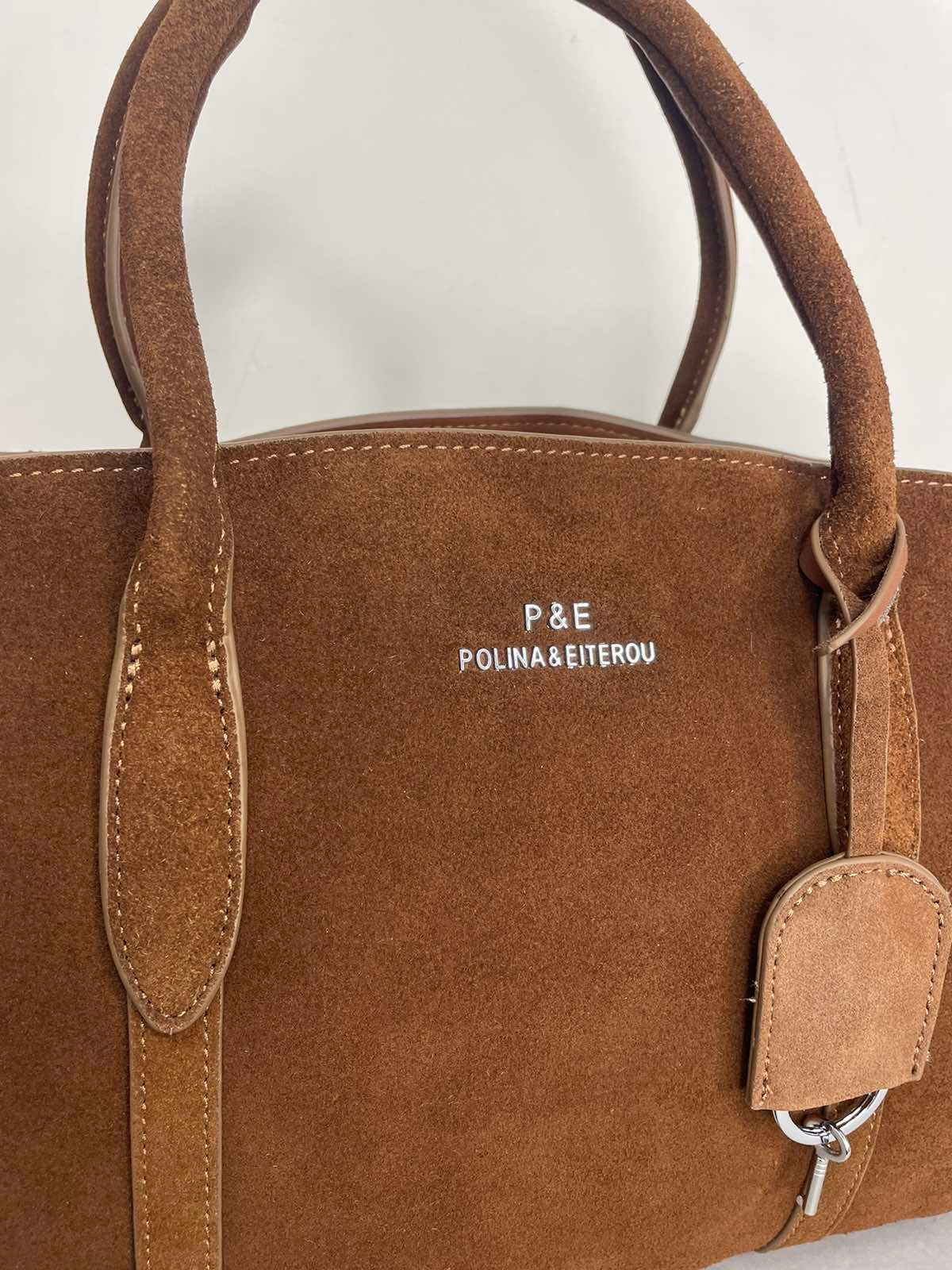 Ruda natūralios odos moteriška rankinė