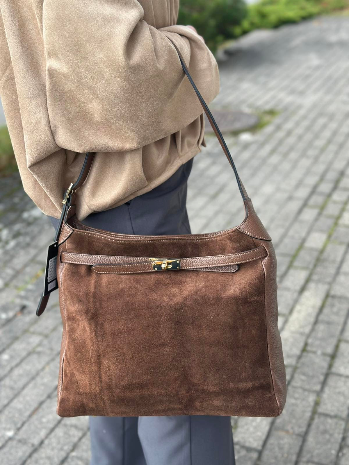 Ruda natūralios odos rankinė